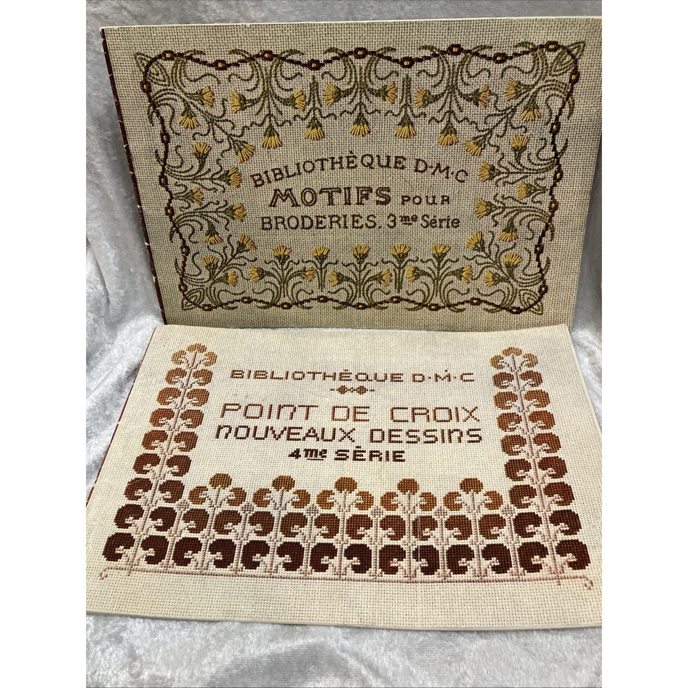 VTG DMC French Cross Stitch & Embroidery Leaflets (2) Color Charts & Motifs